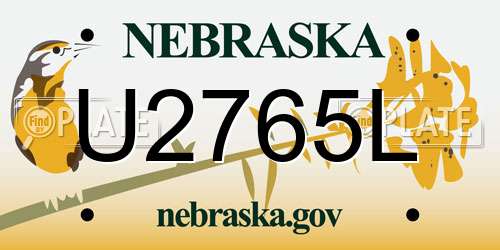 U2765L Nebraska License Plate