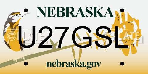 U27GSL Nebraska License Plate