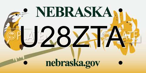 U28ZTA Nebraska License Plate