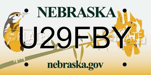 U29FBY Nebraska License Plate