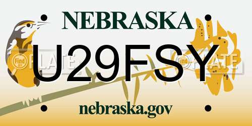 U29FSY Nebraska License Plate