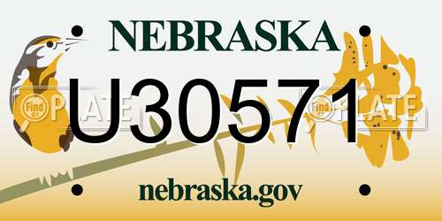 U30571 Nebraska License Plate