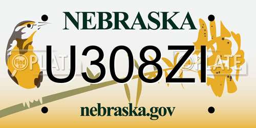 U308ZI Nebraska License Plate
