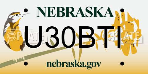 U30BTI Nebraska License Plate