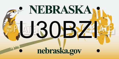 U30BZI Nebraska License Plate