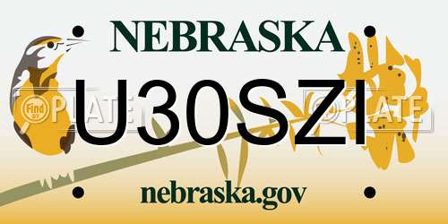 U30SZI Nebraska License Plate