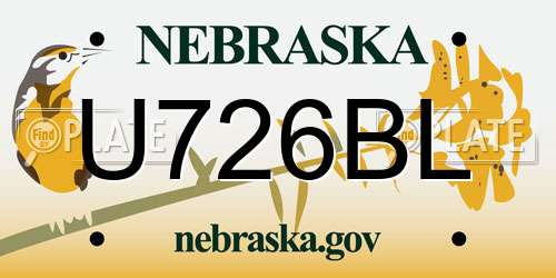 U726BL Nebraska License Plate