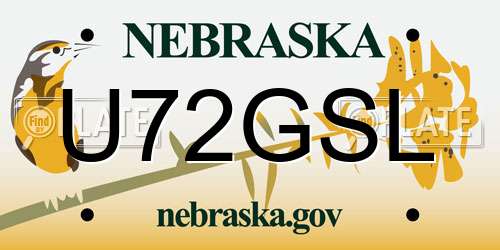 U72GSL Nebraska License Plate
