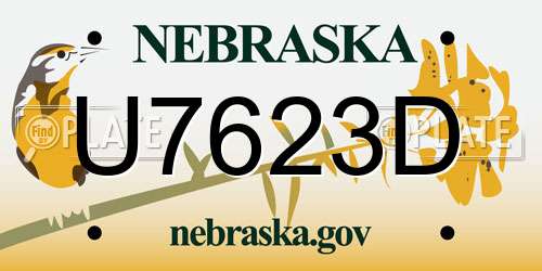 U7623D Nebraska License Plate
