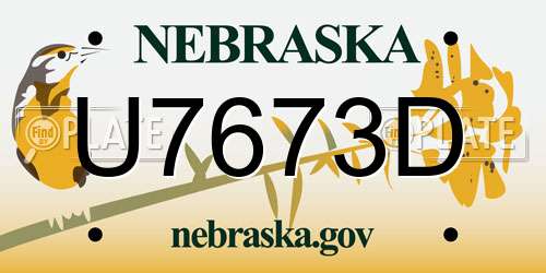 U7673D Nebraska License Plate