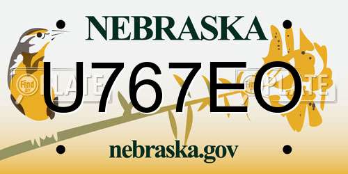 U767EO Nebraska License Plate