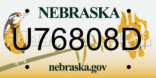 U76808D Nebraska License Plate