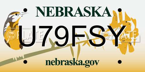 U79FSY Nebraska License Plate