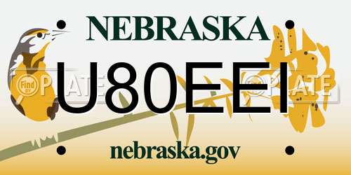 U80EEI Nebraska License Plate