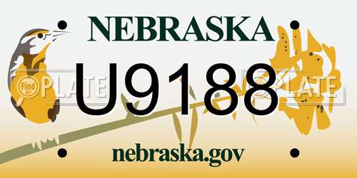 U9188 Nebraska License Plate