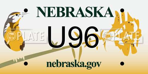 U96 Nebraska License Plate