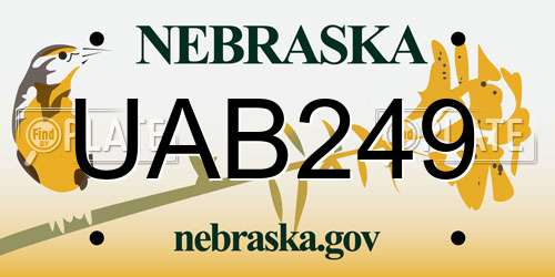 UAB249 Nebraska License Plate