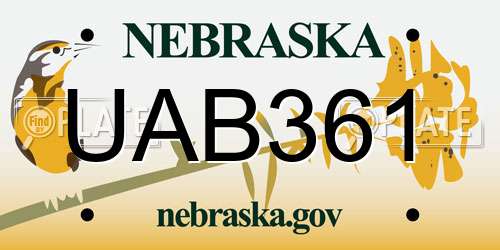 UAB361 Nebraska License Plate