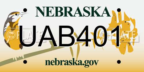 UAB401 Nebraska License Plate