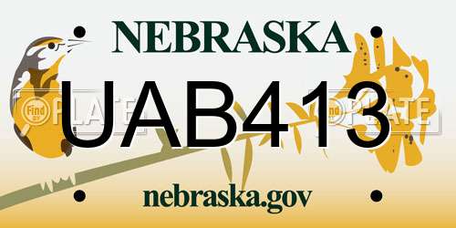 UAB413 Nebraska License Plate