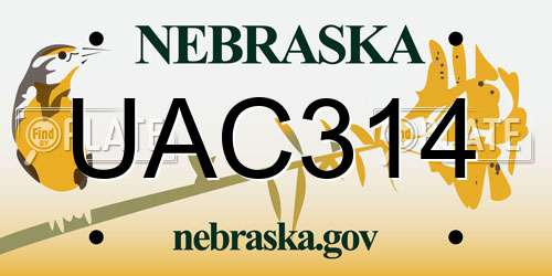 UAC314 Nebraska License Plate