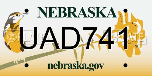 UAD741 Nebraska License Plate