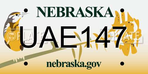 UAE147 Nebraska License Plate