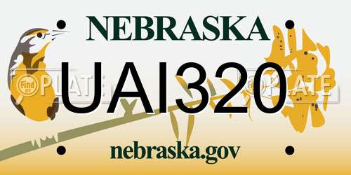 UAI320 Nebraska License Plate