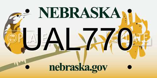 UAL770 Nebraska License Plate