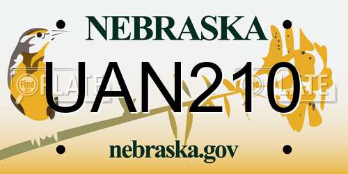 UAN210 Nebraska License Plate