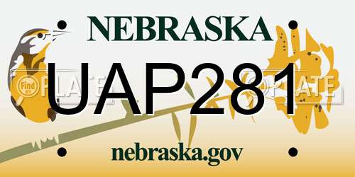 UAP281 Nebraska License Plate