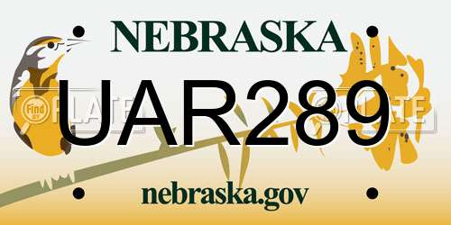 UAR289 Nebraska License Plate
