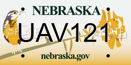 UAV121 Nebraska License Plate