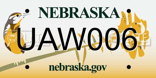 UAW006 Nebraska License Plate