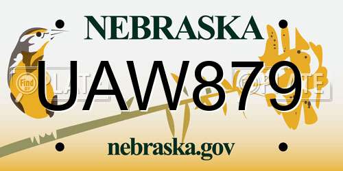 UAW879 Nebraska License Plate
