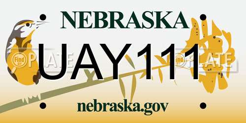 UAY111 Nebraska License Plate
