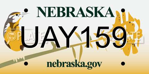 UAY159 Nebraska License Plate