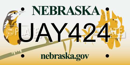 UAY424 Nebraska License Plate