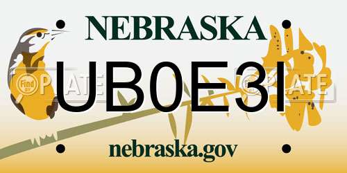 UB0E3I Nebraska License Plate
