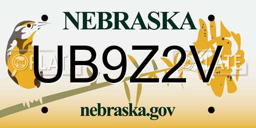 UB9Z2V Nebraska License Plate