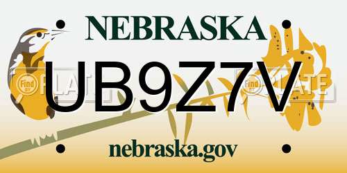 UB9Z7V Nebraska License Plate