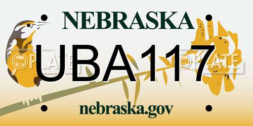 UBA117 Nebraska License Plate