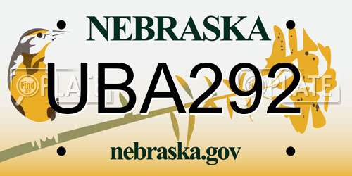 UBA292 Nebraska License Plate