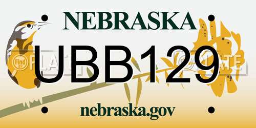UBB129 Nebraska License Plate