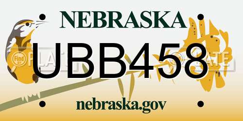 UBB458 Nebraska License Plate