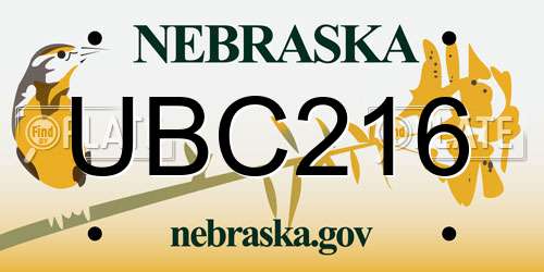 UBC216 Nebraska License Plate