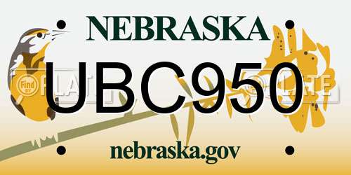 UBC950 Nebraska License Plate