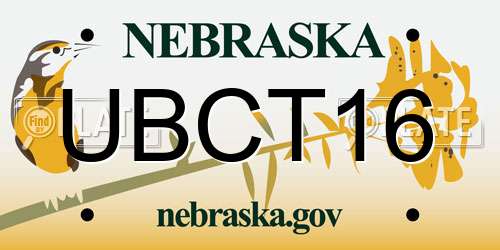 UBCT16 Nebraska License Plate