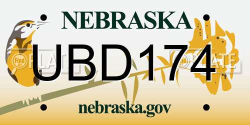 UBD174 Nebraska License Plate