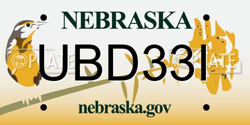 UBD33I Nebraska License Plate